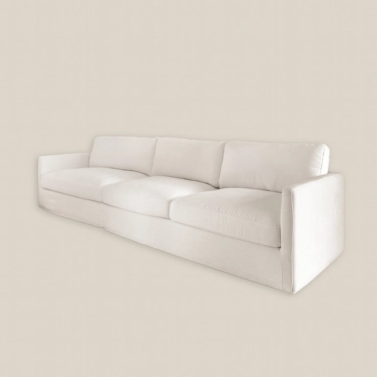 Angie Feather 3 Seater Cloud Sofa in White Cotton Linen