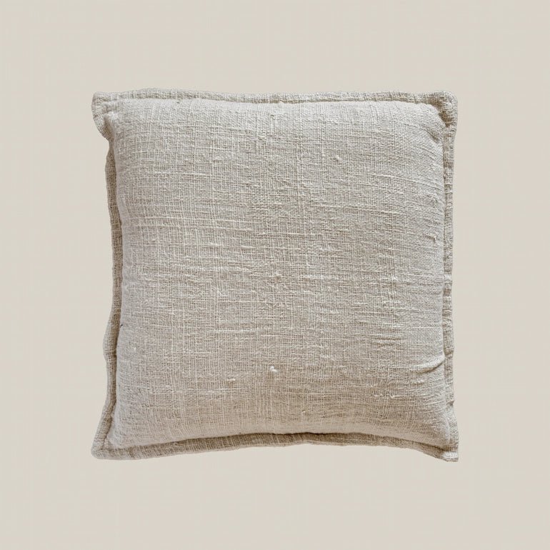 Beige Organic Cotton Cushion 60 cm - Home and Soul