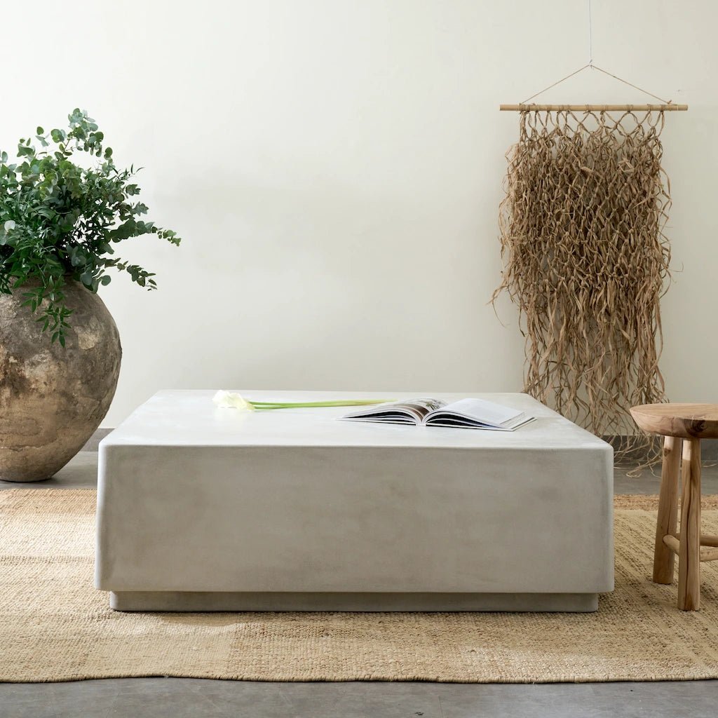 Bernadette Solid Square Concrete Coffee Table in Grey - Home and Soul Dubai
