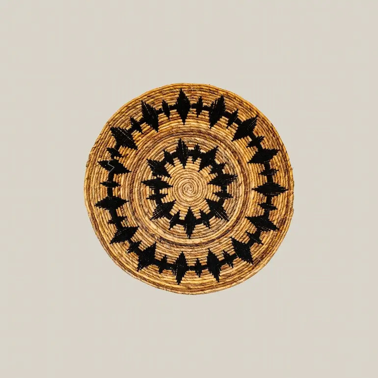 Black and Natural Wall Decor Plate 60 cm - Home and Soul