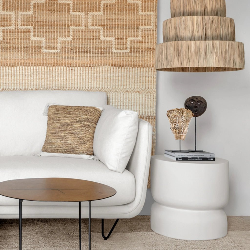 Haggue Concrete Side Table White - Home and Soul Dubai