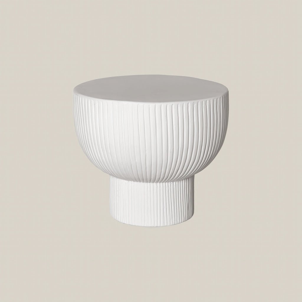 Handmade Monet Round Side Table in White Concrete
