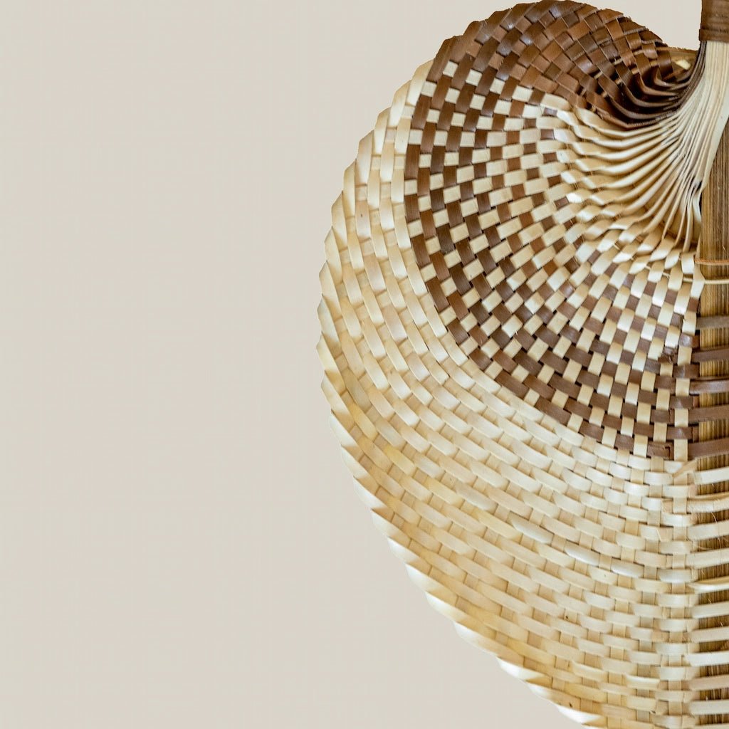 Handmade Rattan Fan Brown styled in modern interior - Home and Soul