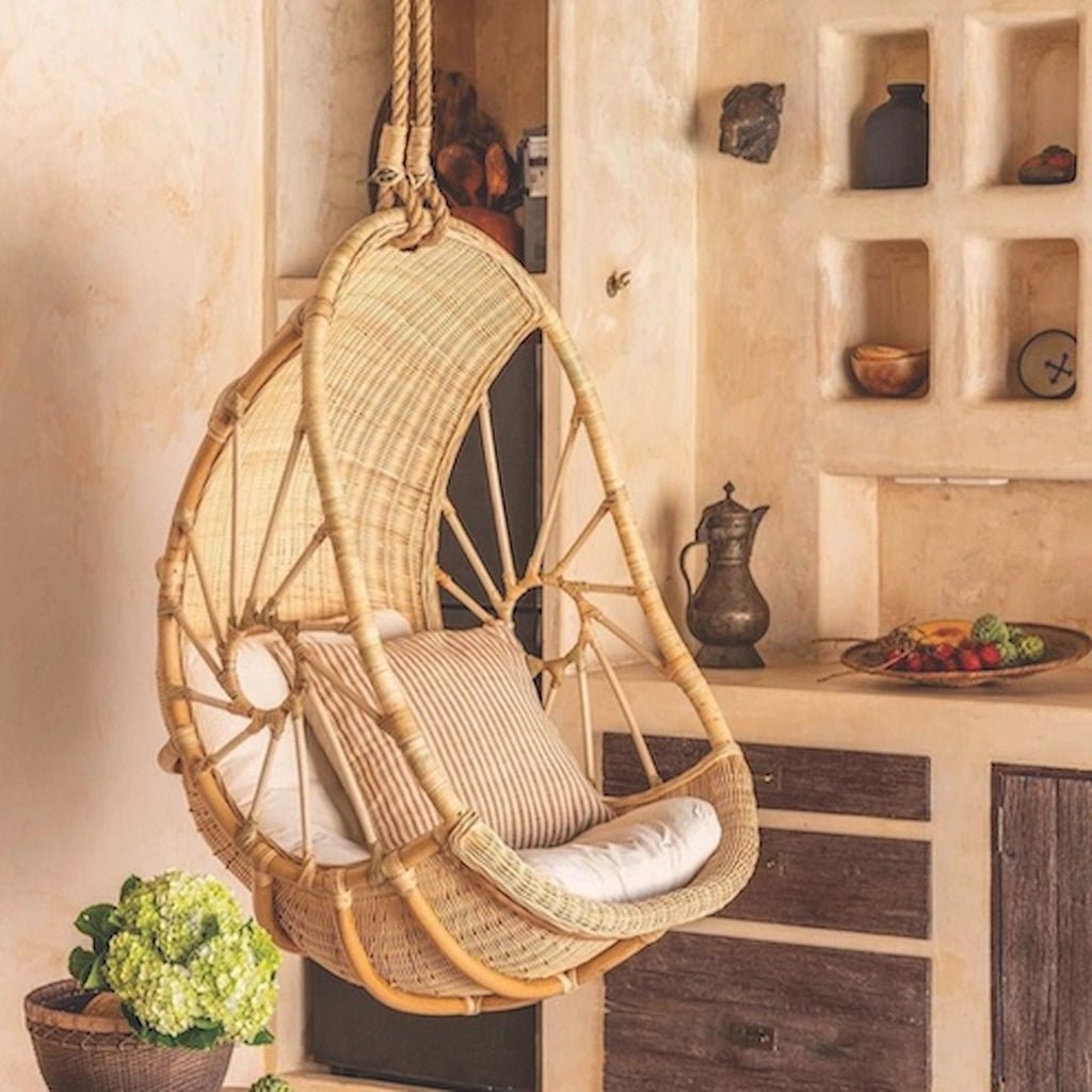 Hanging Rattan Chair Natural New - Home and Soul Dubai