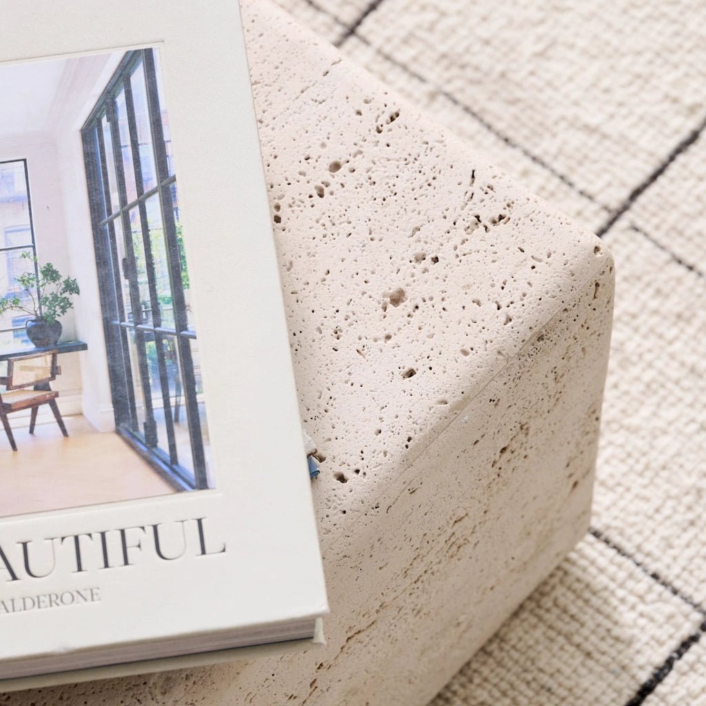 Travertine Square Table Isla - Home and Soul