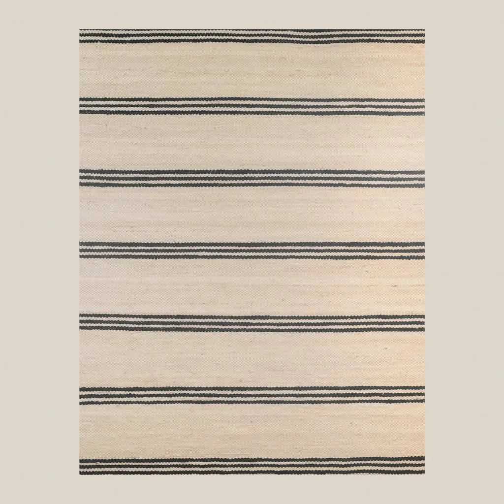 Jade Black Striped Jute Rug - Home and Soul
