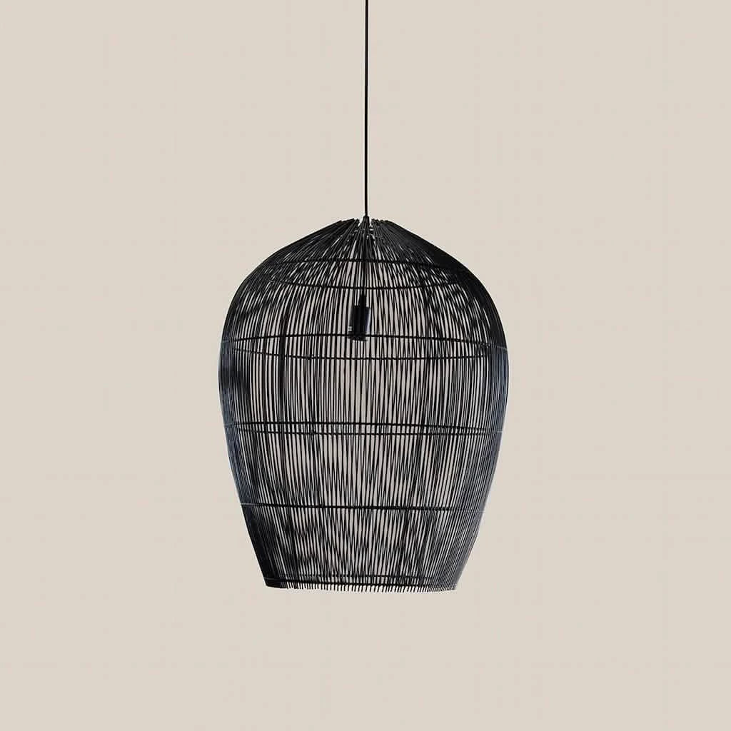 Julia Rattan Pendant Light Black - Home and Soul
