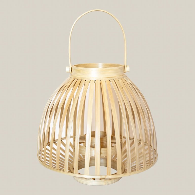Large Bamboo Candle Lantern Natural - Home and Soul