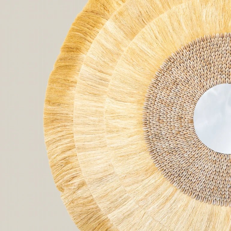 Large Raffia Wall Mirror Decor