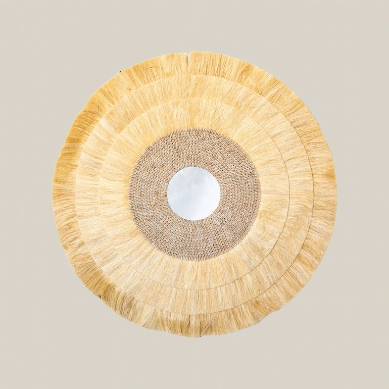 Large Natural Raffia Wall Mirror Decor