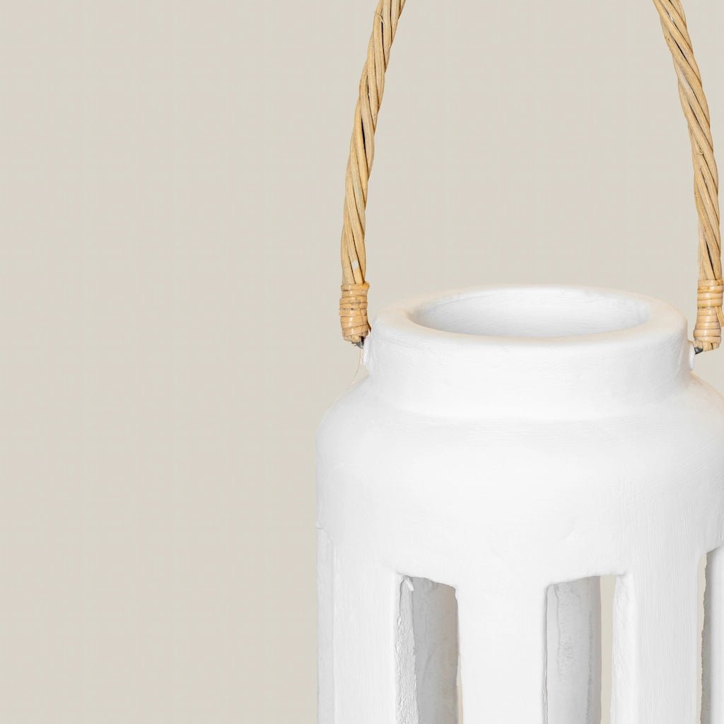 Candle Holder Lantern Large White Concrete - Home and Soul