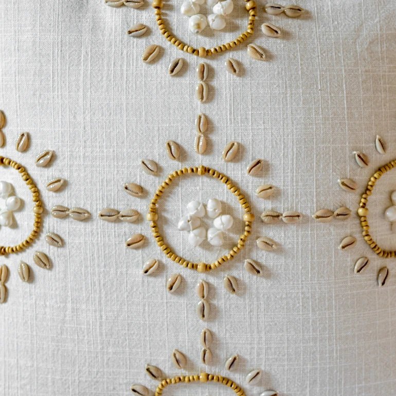 with Shell and Beads Linen Cushion - Home and Soul