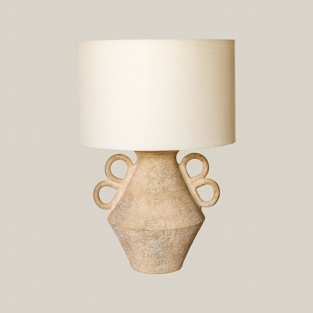 Concrete Whitewash Table Lamp with White Shade Mathilde - Home and Soul