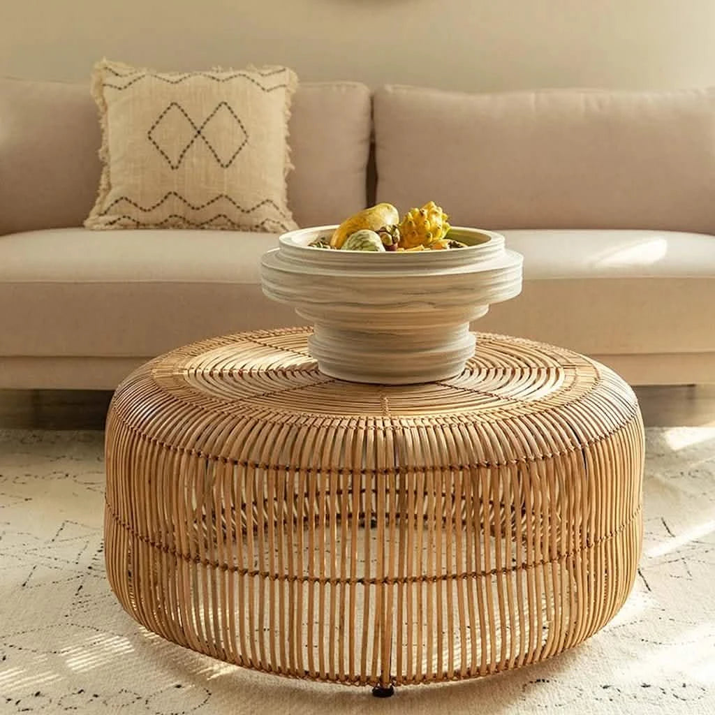 Natural Outdoor Rattan Round Coffee Table