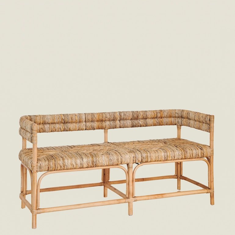 Noah Rattan Bench styled in modern interior - Home and Soul