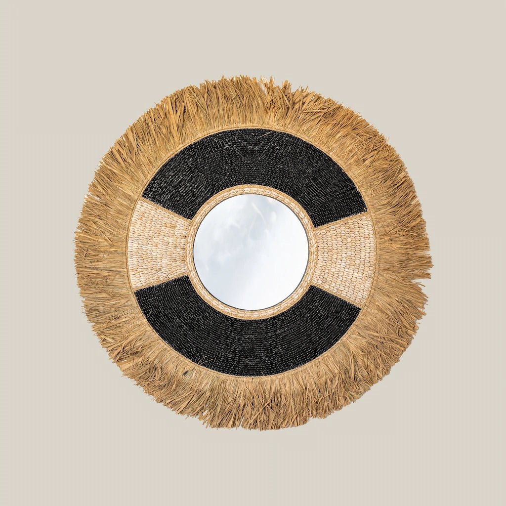 Raffia Black and Natural Mirror