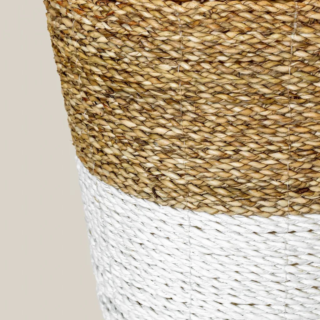 Basket White and Natural Rattan Storage - Home and Soul