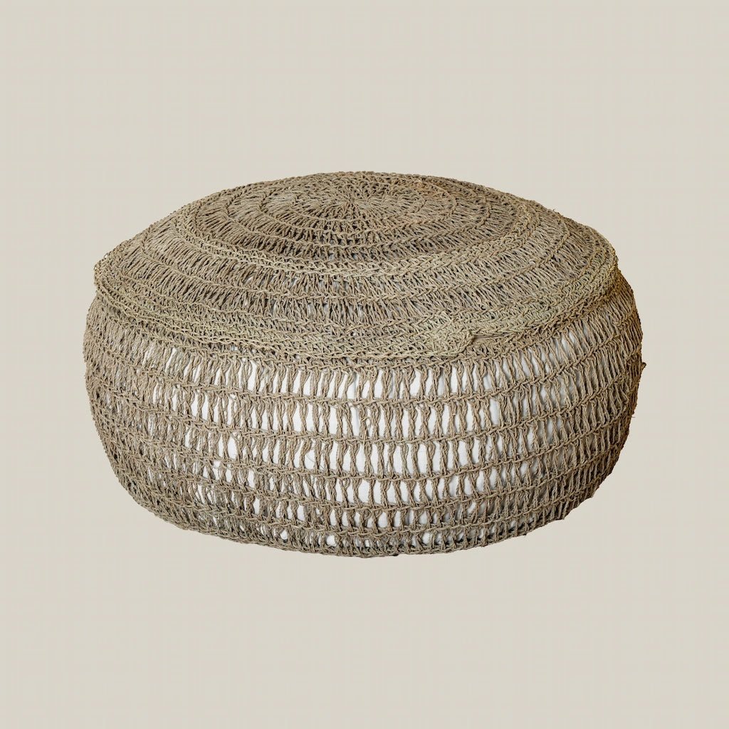 Round Woven Seagrass Pouf Medium - Home and Soul Dubai