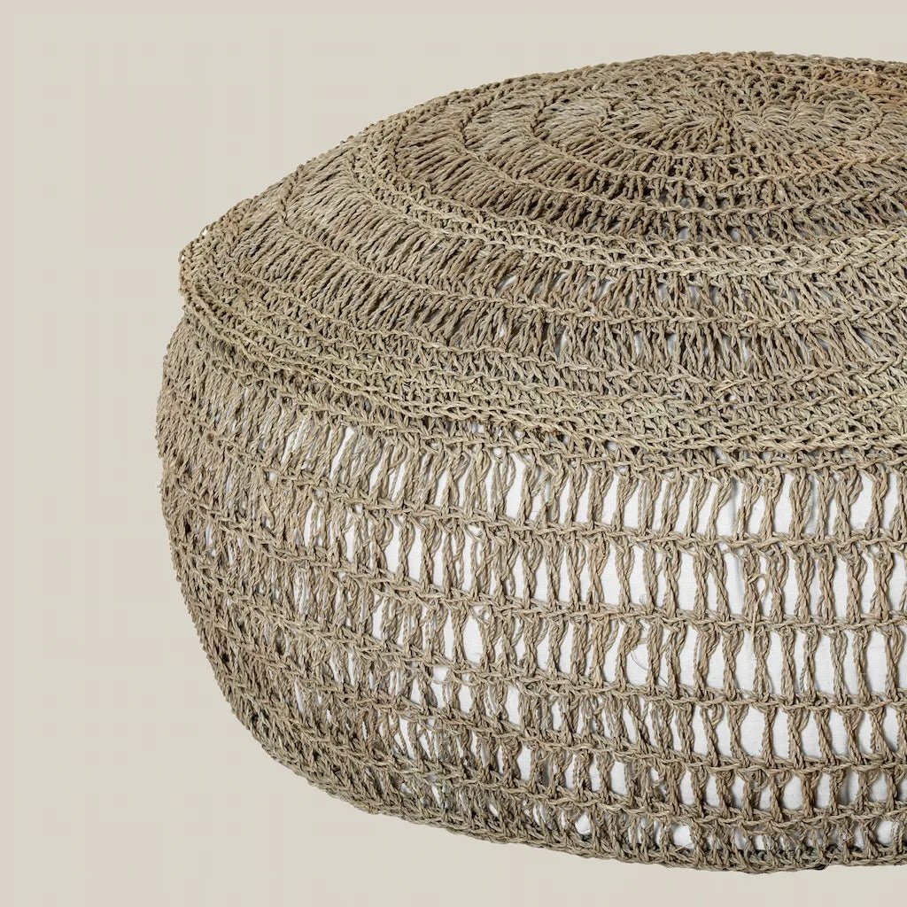 Round Woven Seagrass Pouf Medium - Home and Soul Dubai