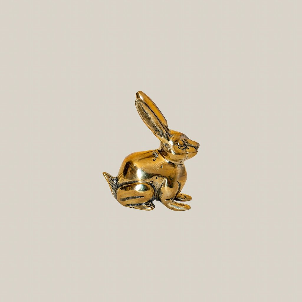 Small Bronze Bunny Rabbit Figurines for Tabletop Decor - Home and Soul