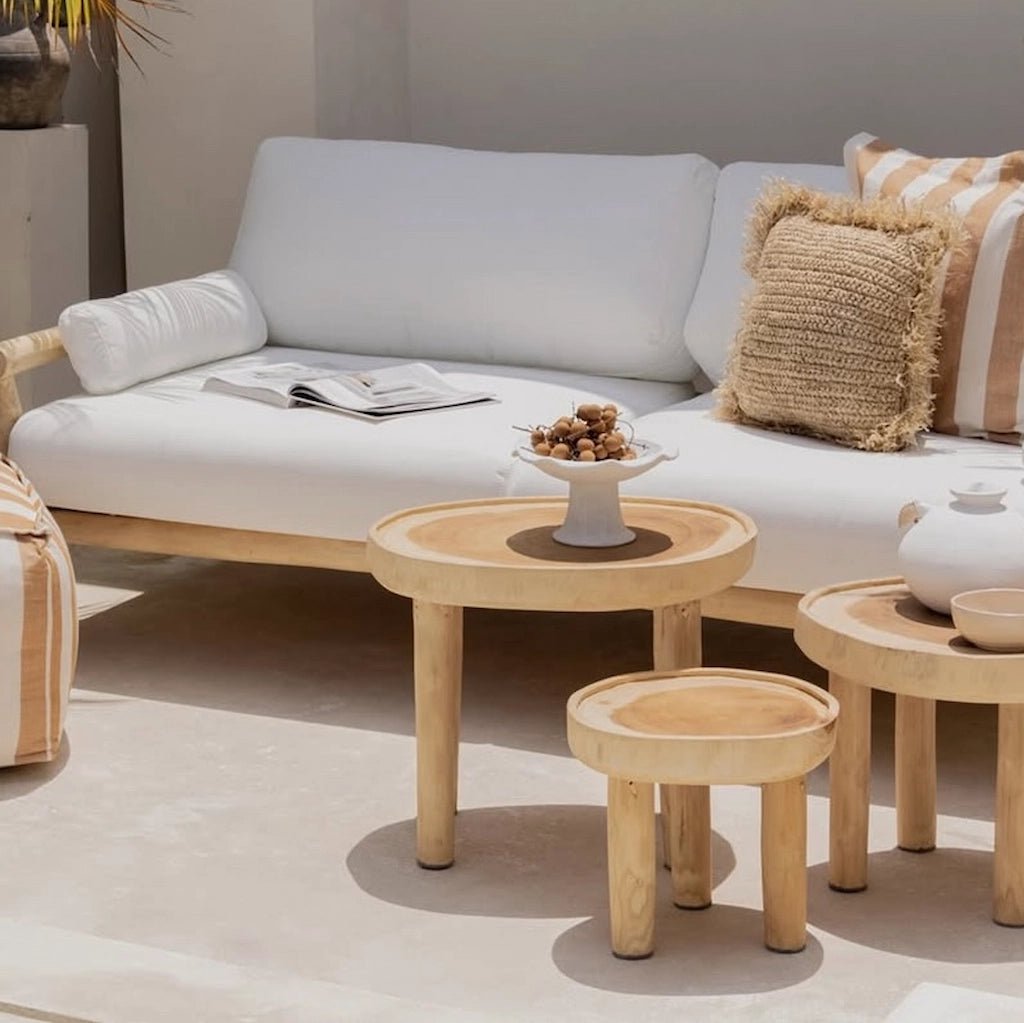 2 Seater Outdoor Sofa in Natural Wood