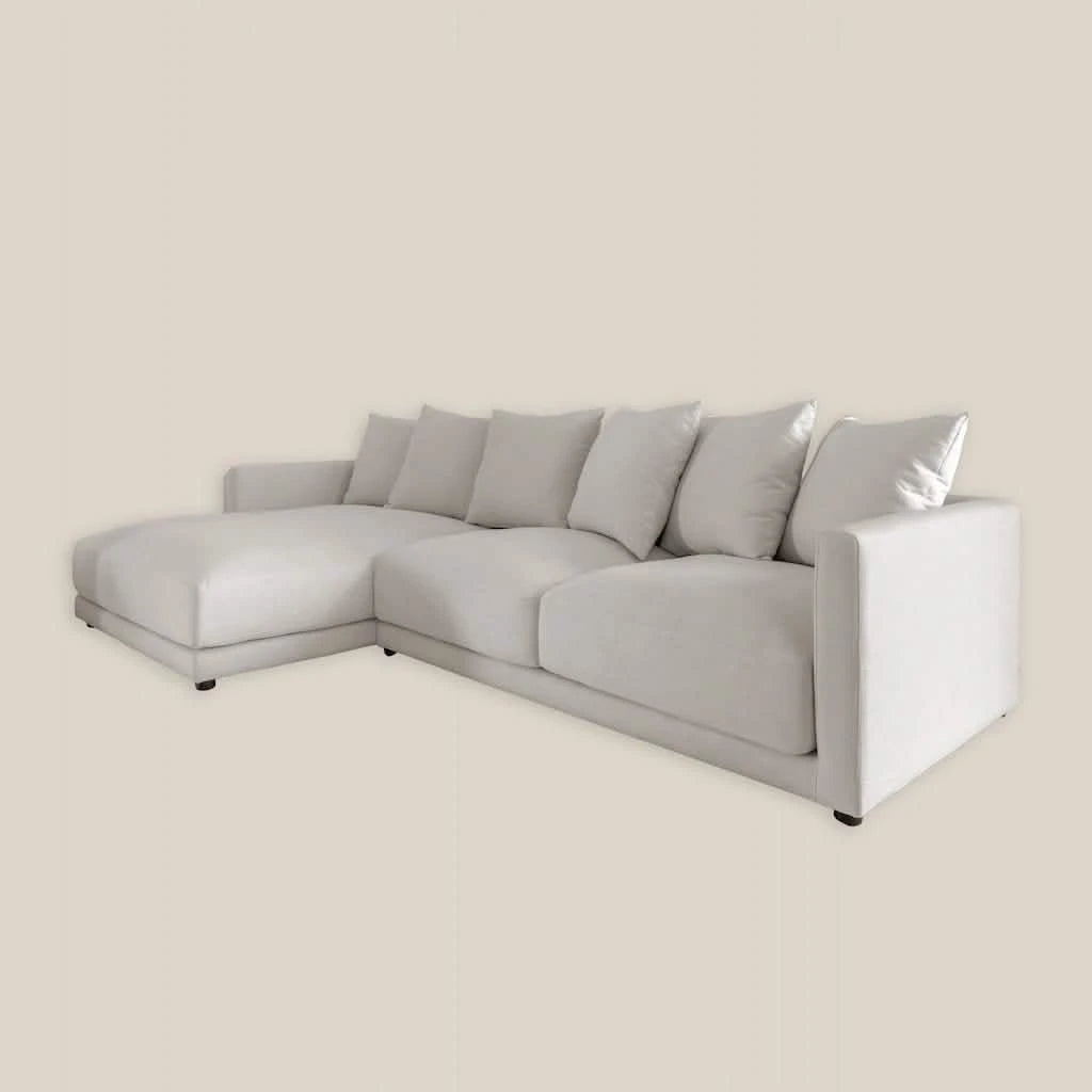 Luxury Beige L Shaped Sofa Left in Linen