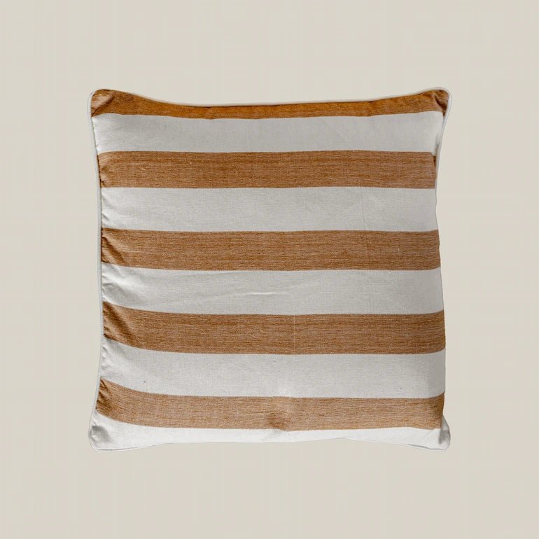 Striped White and Beige Cushion 50 cm - Home and Soul