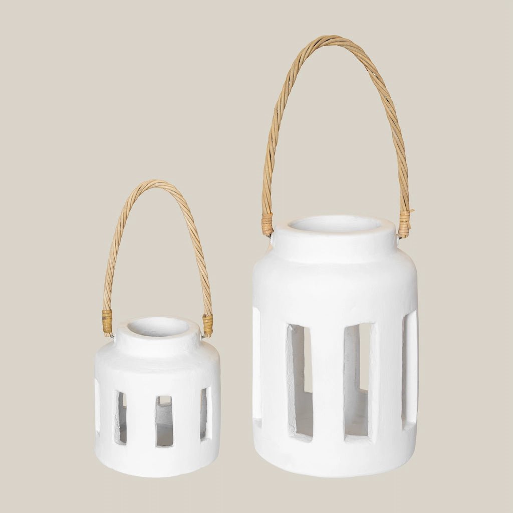Candle Holder Lantern White Concrete - Home and Soul