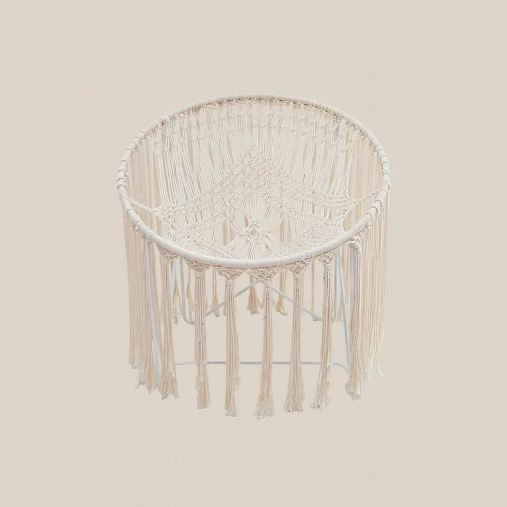 White Macrame Armchair - Home and Soul