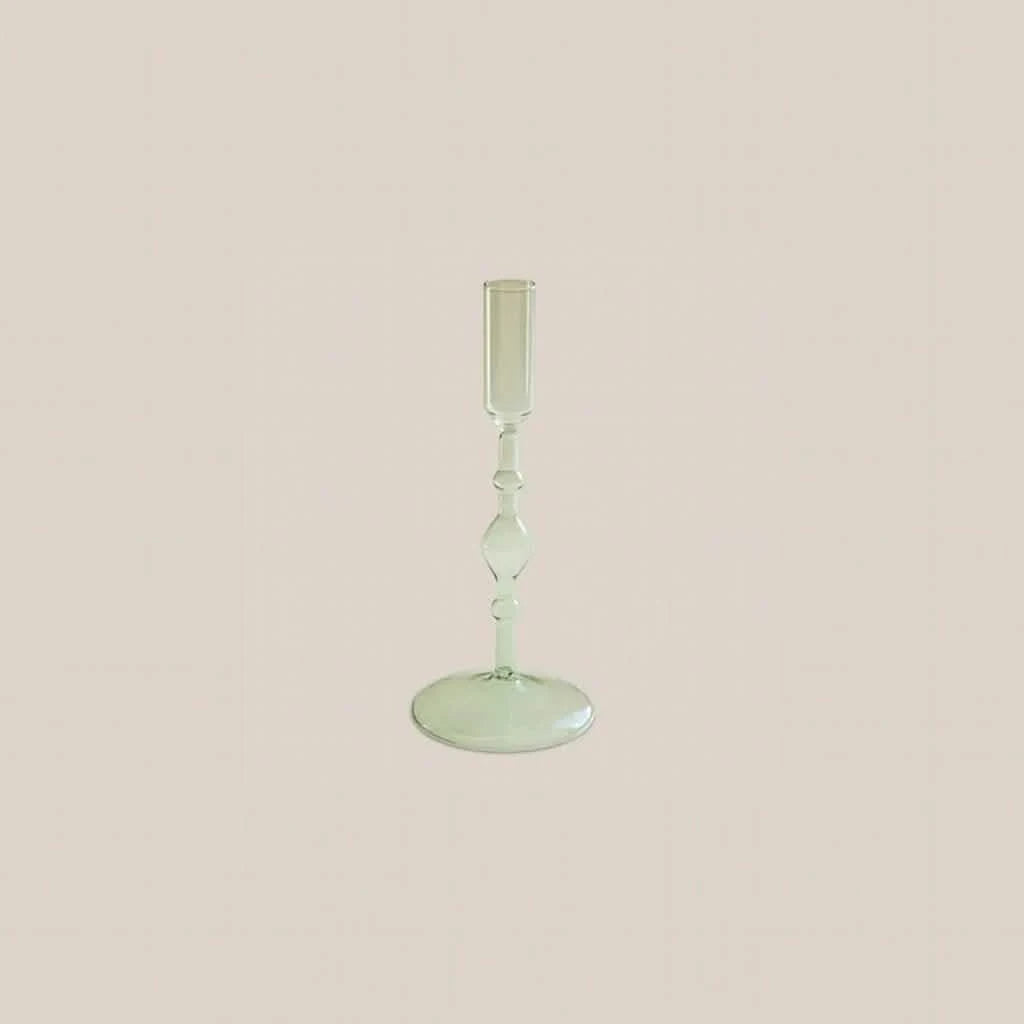 Ariel Glass Taper Candle Holder Green - Home and Soul