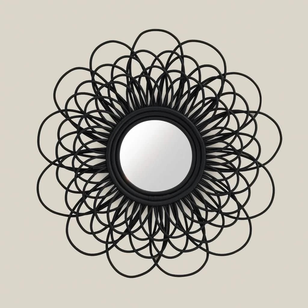 Audette Flower Mirror Black - Home and Soul