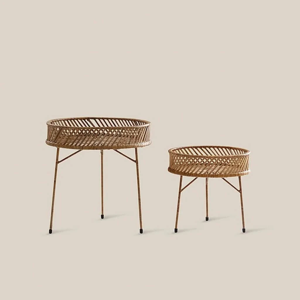 Low Round Natural Rattan Side Table - Home and Soul