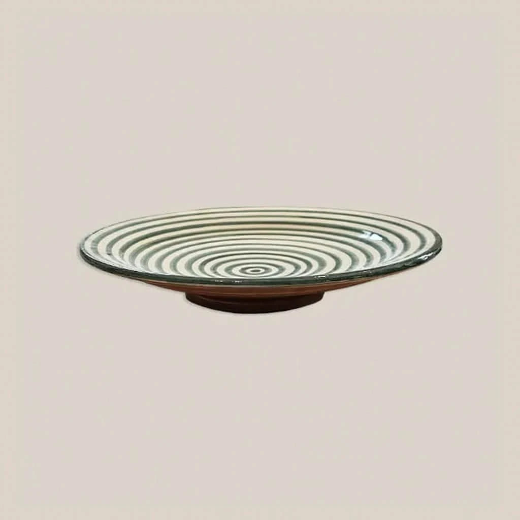 Ceramic Dinner Plate Striped Green - Home and Soul