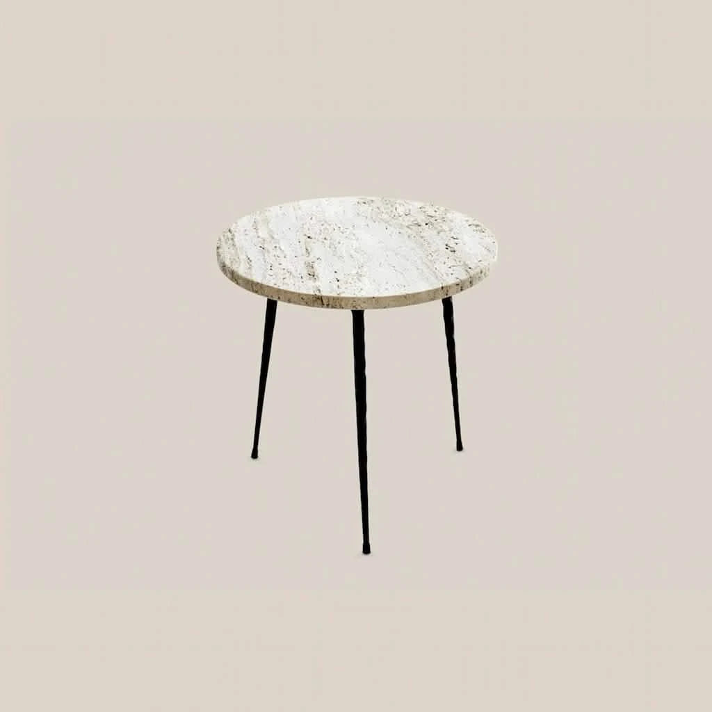 Avery Travertine Small Round Table - Home and Soul