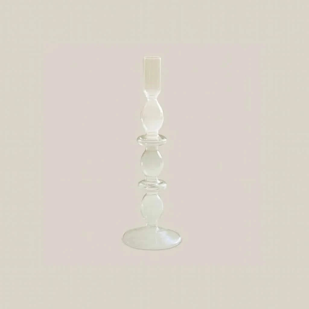 Gabrielle Glass Taper Candle Holder Transparent - Home and Soul