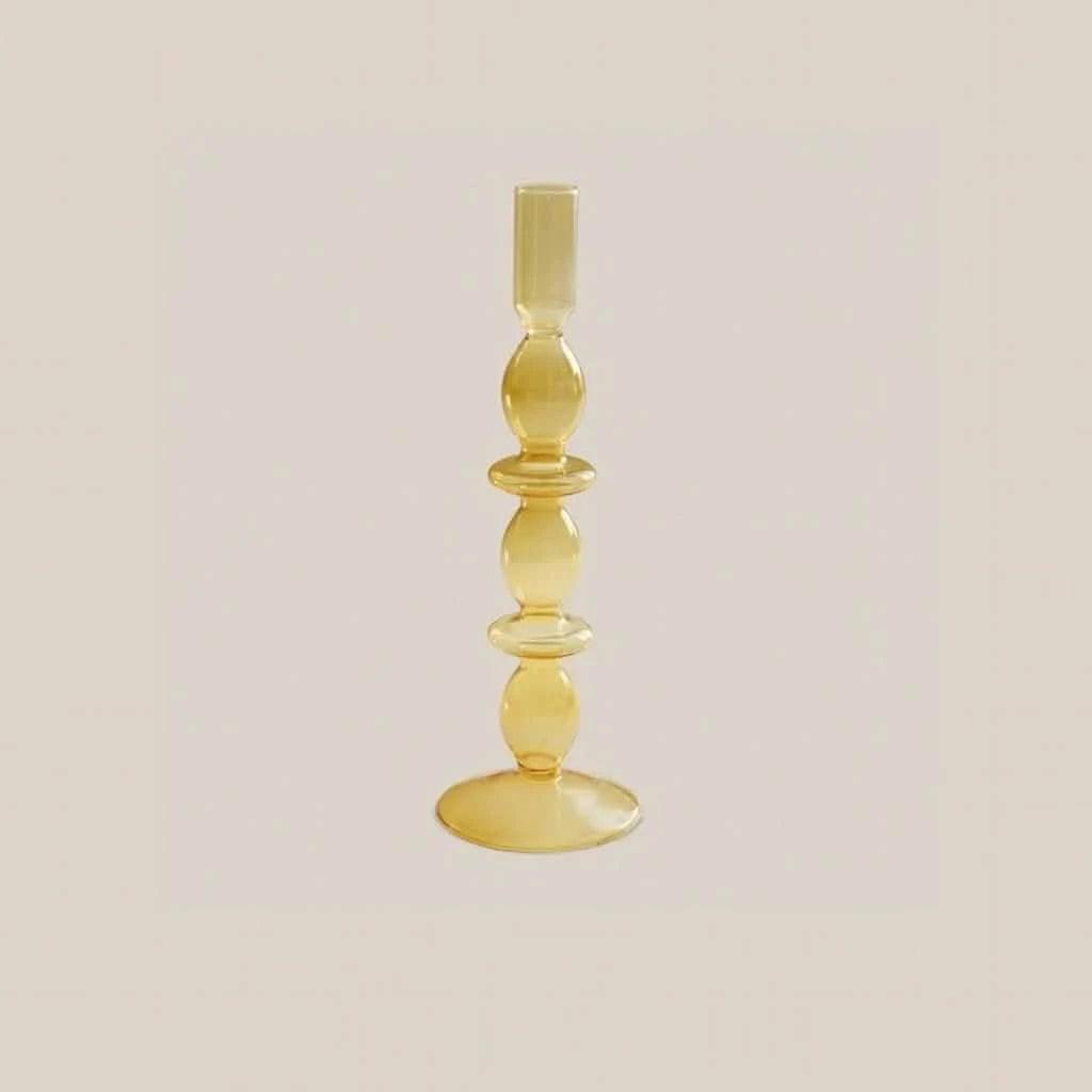 Gabrielle Glass Taper Candle Holder Yellow - Home and Soul