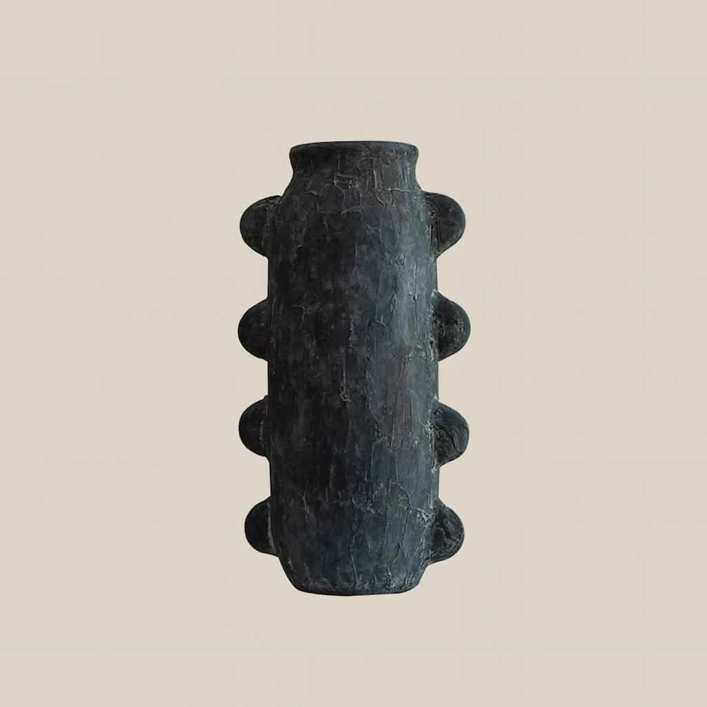 Harriet Textured Ceramic Vase Black Medium - Home and Soul