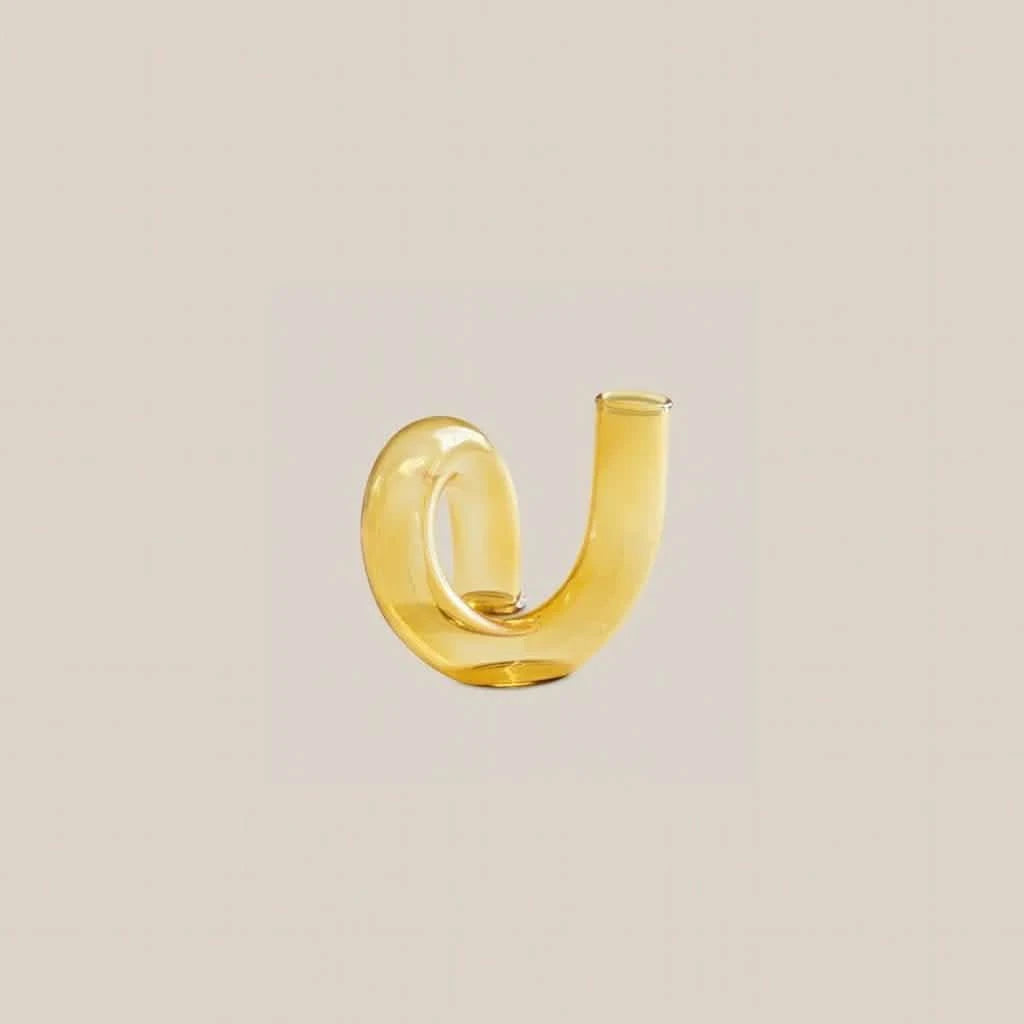 Julane Glass Candle Holder Yellow - Home and Soul
