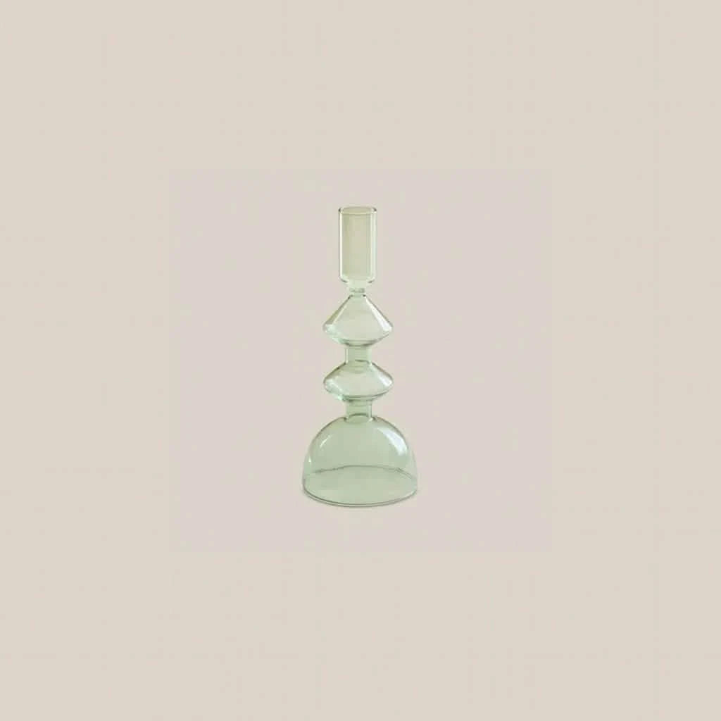 Marlene Glass Taper Candle Holder Green - Home and Soul