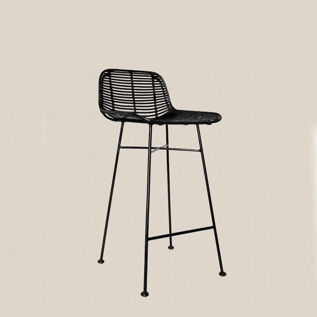 Maya Rattan Bar Stool Black - Home and Soul