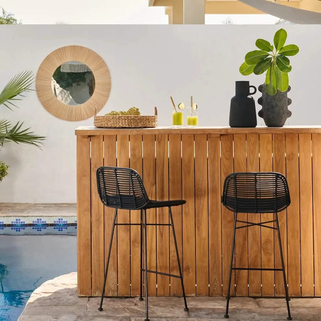 Black Maya Rattan Bar Stool - Home and Soul