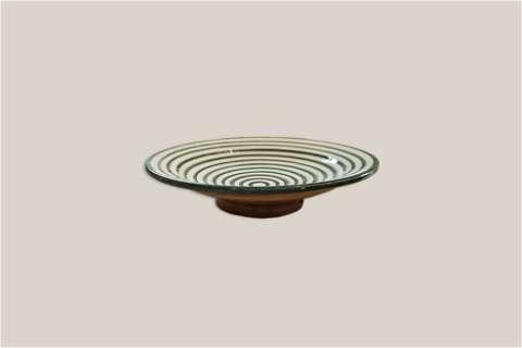 Ceramic Plate Striped Green