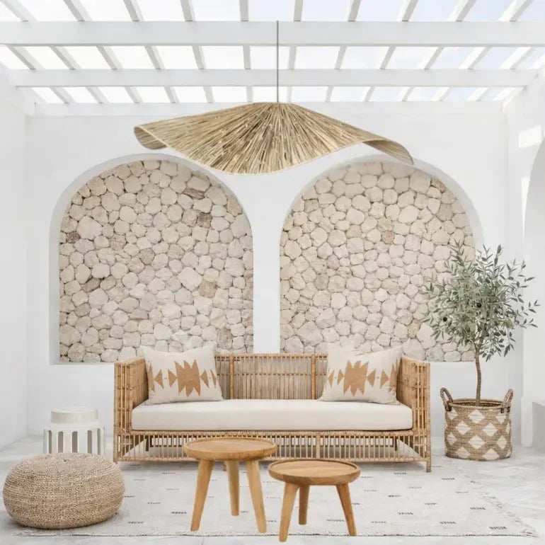 Cafe furniture in Dubai with rattan chairs and wooden tables