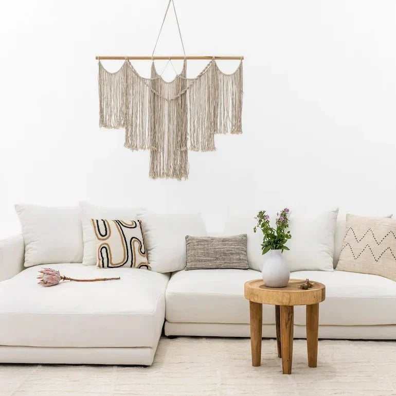  Boho bedroom wall decor with dream catcher above bed in Dubai home