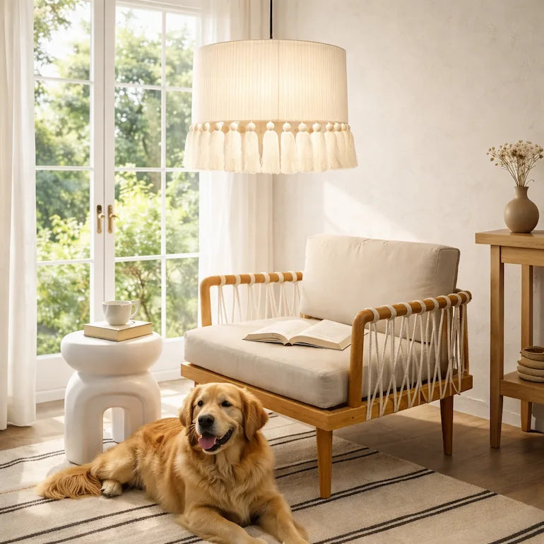 Bohemian living room with a natural jute rug - rugs in Dubai