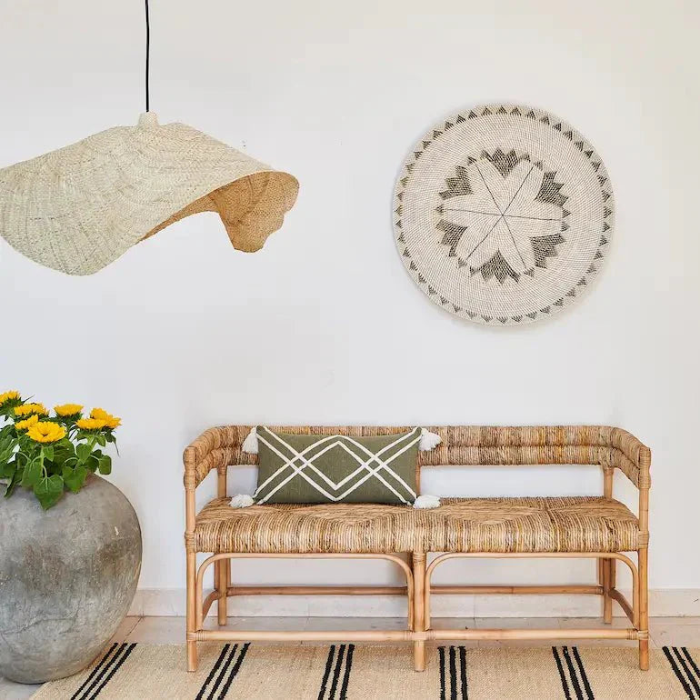 Modern wooden bench outdoor seating in Dubai