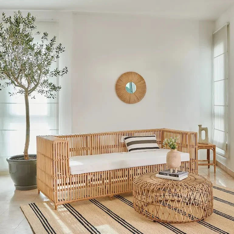  Garden furniture in Dubai on a villa terrace with sofa and rattan chairs