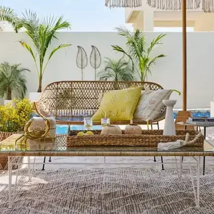 Rattan outdoor furniture set on Dubai terrace