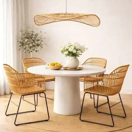 Pendant light above dining table in Dubai home