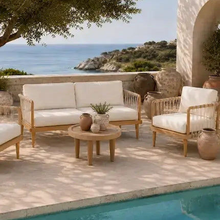 Outdoor furniture in a Dubai garden styled for summer